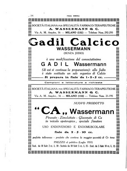 Folia medica periodico trimensile di patologia e clinica medica