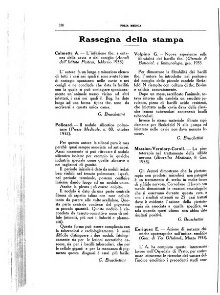 Folia medica periodico trimensile di patologia e clinica medica