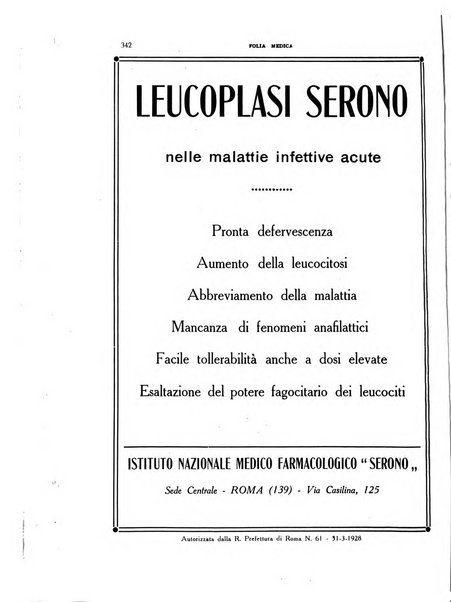 Folia medica periodico trimensile di patologia e clinica medica