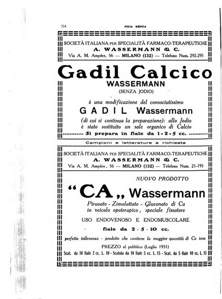 Folia medica periodico trimensile di patologia e clinica medica