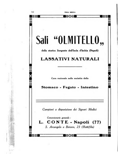 Folia medica periodico trimensile di patologia e clinica medica