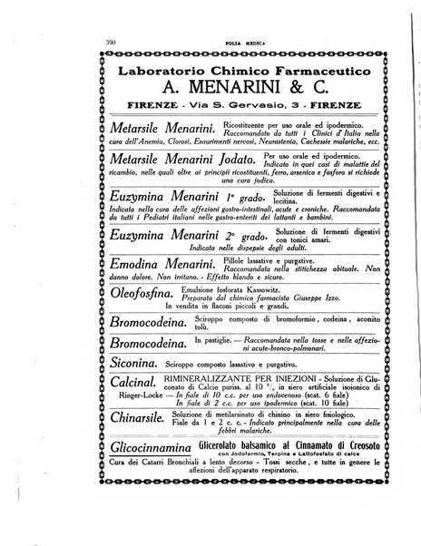 Folia medica periodico trimensile di patologia e clinica medica