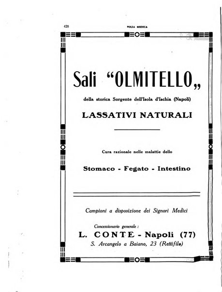 Folia medica periodico trimensile di patologia e clinica medica