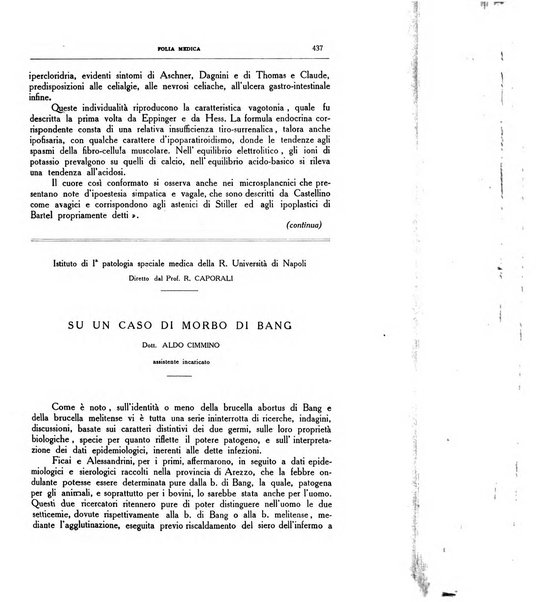 Folia medica periodico trimensile di patologia e clinica medica