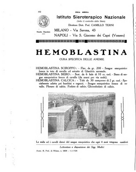 Folia medica periodico trimensile di patologia e clinica medica