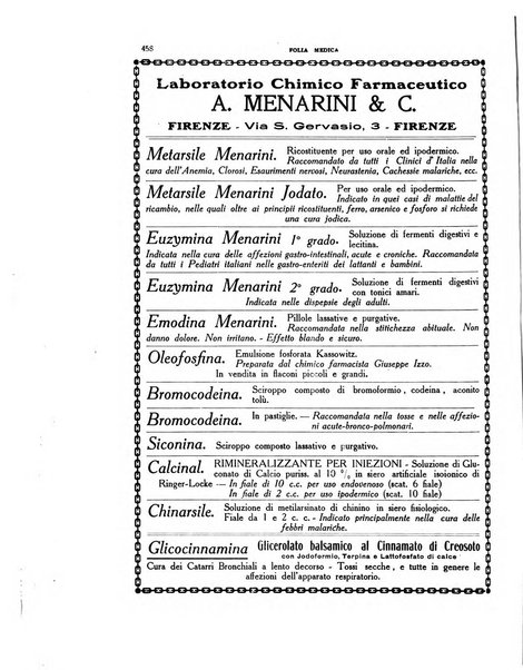 Folia medica periodico trimensile di patologia e clinica medica