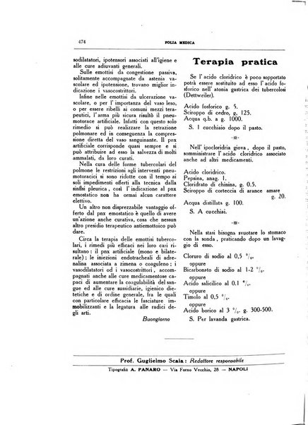 Folia medica periodico trimensile di patologia e clinica medica