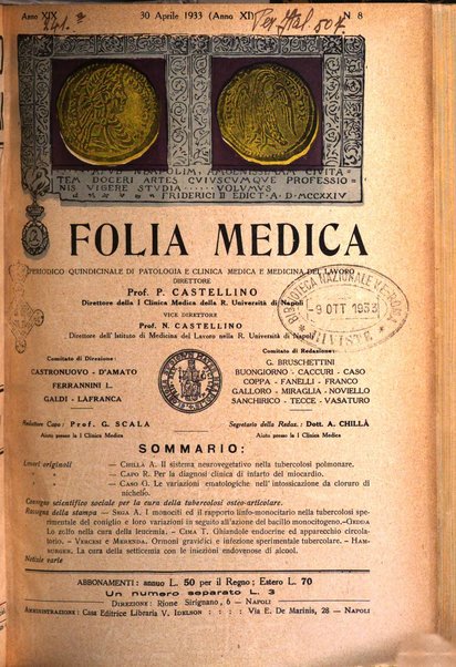 Folia medica periodico trimensile di patologia e clinica medica