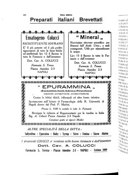 Folia medica periodico trimensile di patologia e clinica medica