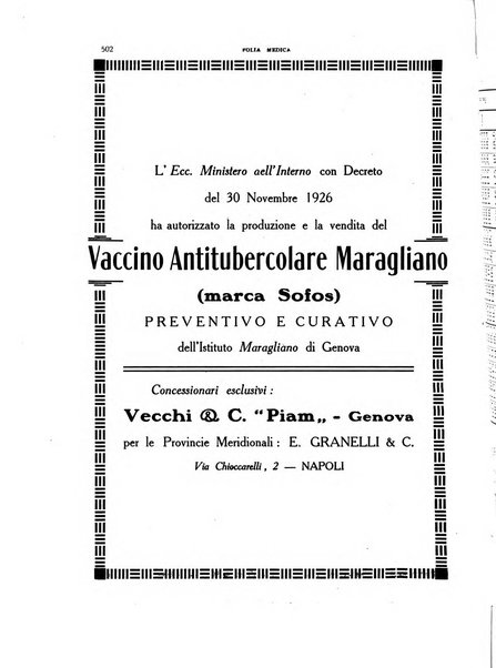 Folia medica periodico trimensile di patologia e clinica medica