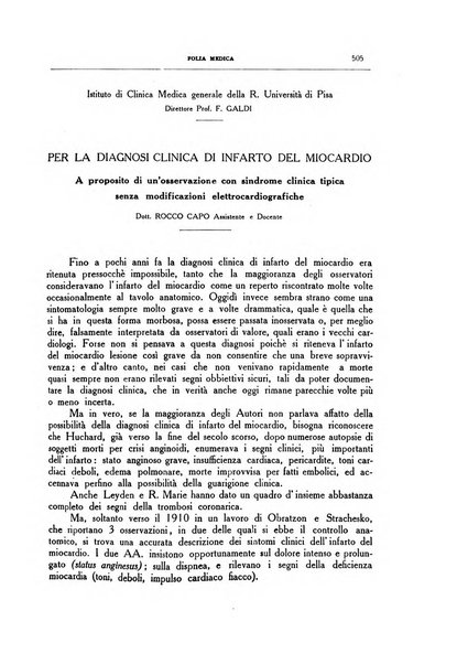 Folia medica periodico trimensile di patologia e clinica medica