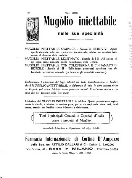 Folia medica periodico trimensile di patologia e clinica medica