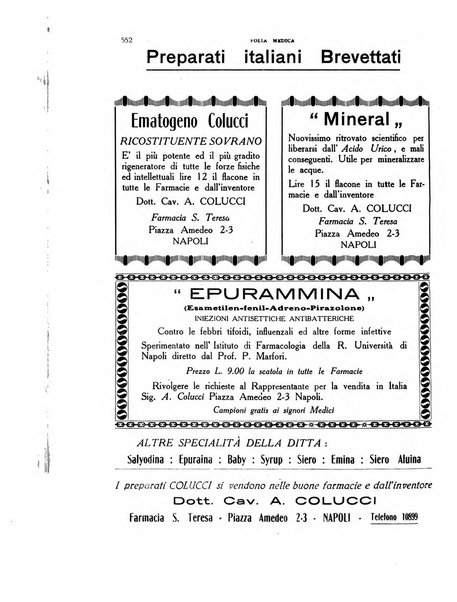 Folia medica periodico trimensile di patologia e clinica medica