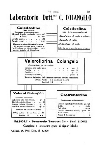 Folia medica periodico trimensile di patologia e clinica medica