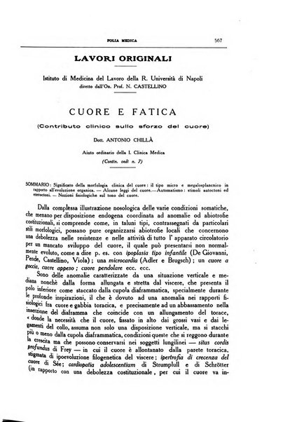 Folia medica periodico trimensile di patologia e clinica medica