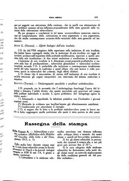 Folia medica periodico trimensile di patologia e clinica medica