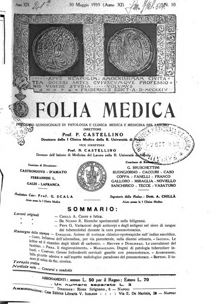 Folia medica periodico trimensile di patologia e clinica medica