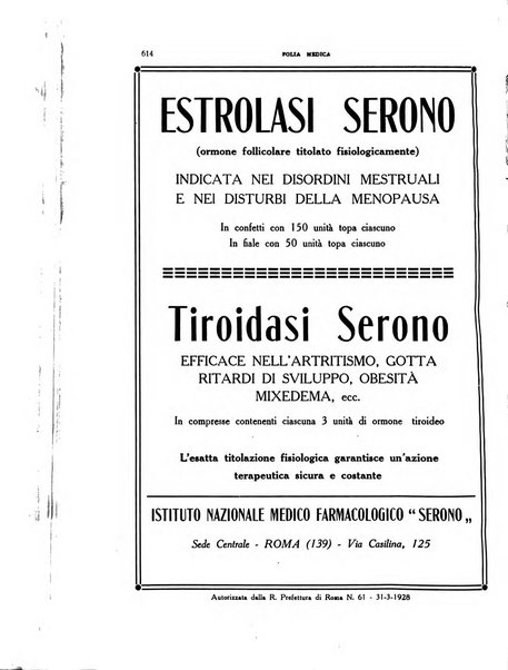 Folia medica periodico trimensile di patologia e clinica medica