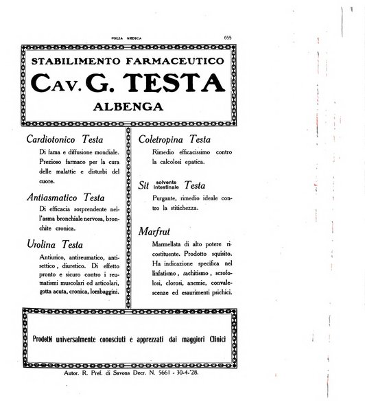 Folia medica periodico trimensile di patologia e clinica medica