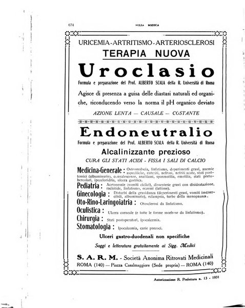 Folia medica periodico trimensile di patologia e clinica medica