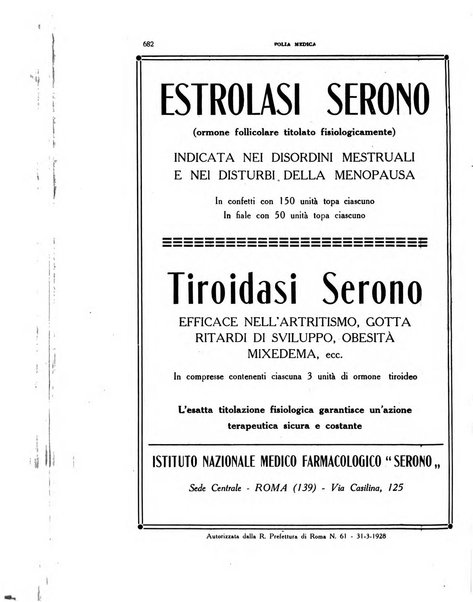 Folia medica periodico trimensile di patologia e clinica medica