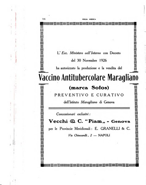 Folia medica periodico trimensile di patologia e clinica medica