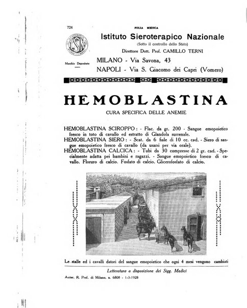 Folia medica periodico trimensile di patologia e clinica medica