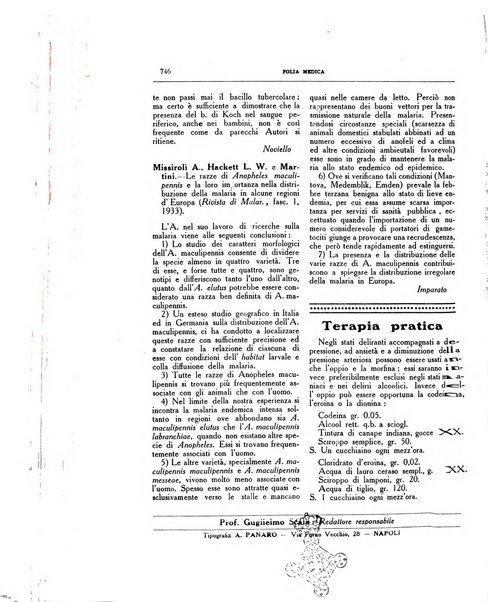 Folia medica periodico trimensile di patologia e clinica medica