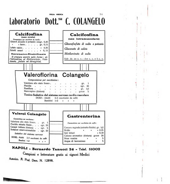 Folia medica periodico trimensile di patologia e clinica medica