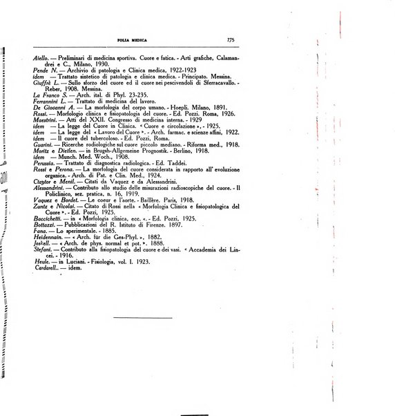 Folia medica periodico trimensile di patologia e clinica medica