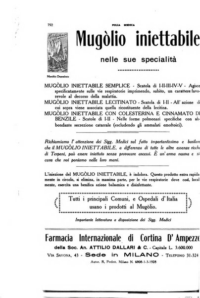 Folia medica periodico trimensile di patologia e clinica medica