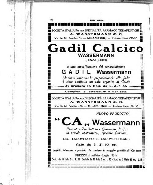 Folia medica periodico trimensile di patologia e clinica medica