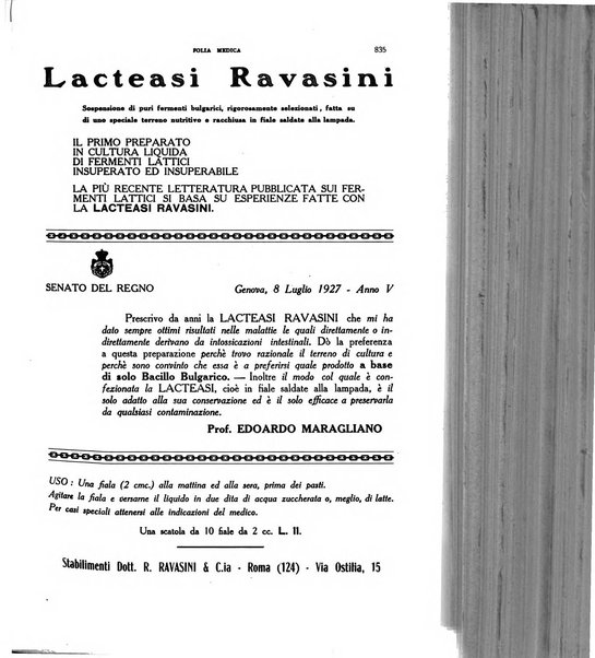 Folia medica periodico trimensile di patologia e clinica medica