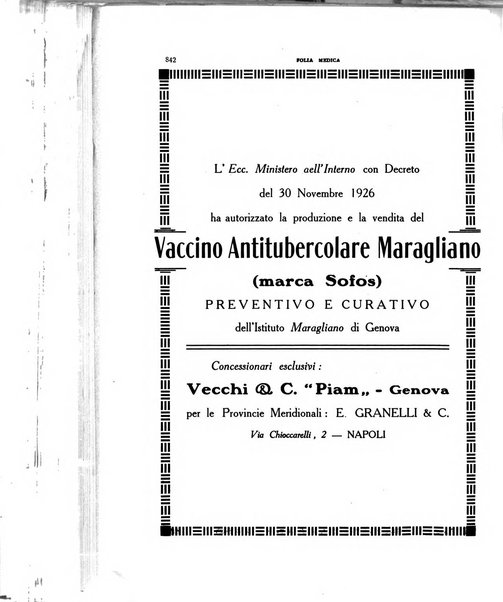 Folia medica periodico trimensile di patologia e clinica medica