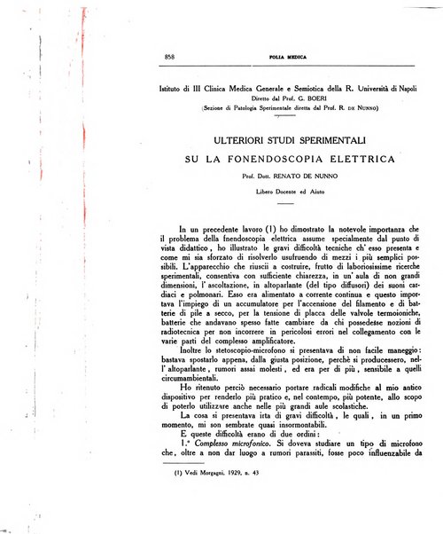 Folia medica periodico trimensile di patologia e clinica medica