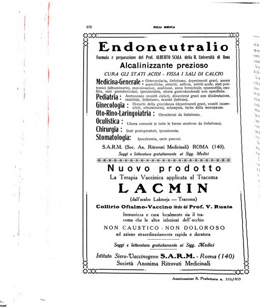 Folia medica periodico trimensile di patologia e clinica medica