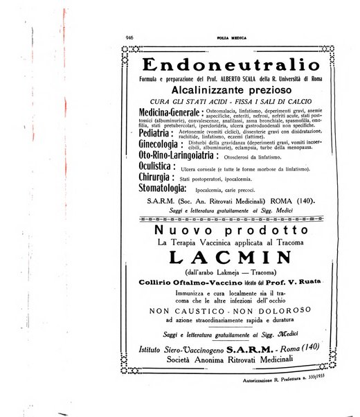 Folia medica periodico trimensile di patologia e clinica medica