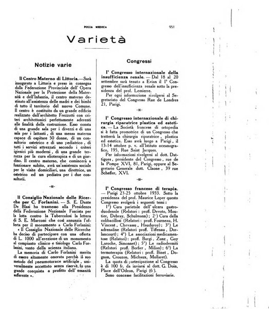 Folia medica periodico trimensile di patologia e clinica medica