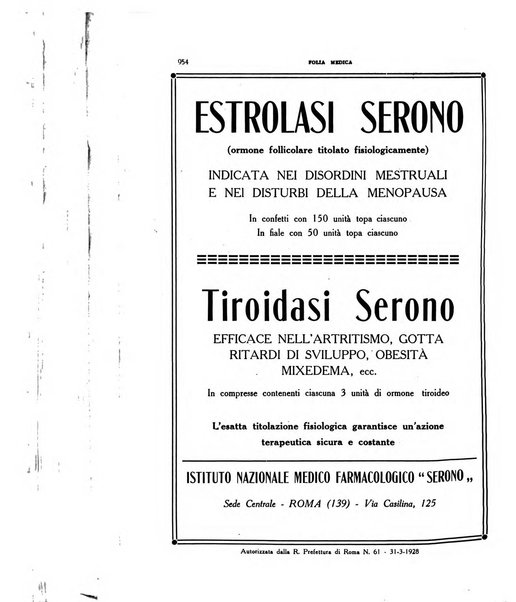 Folia medica periodico trimensile di patologia e clinica medica