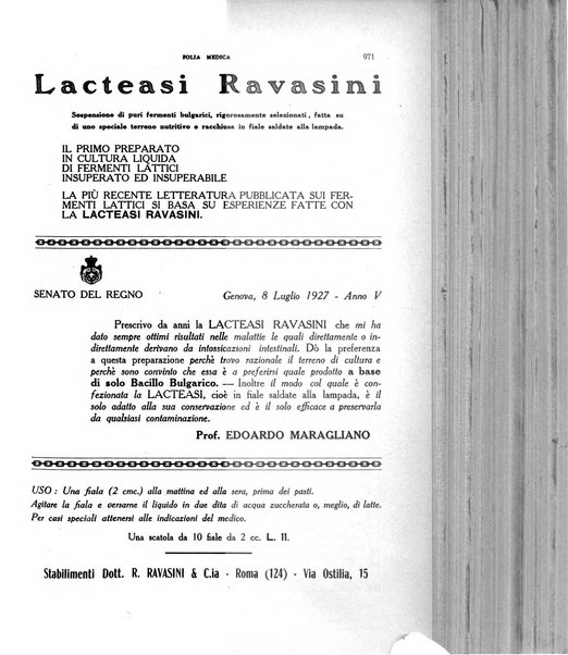 Folia medica periodico trimensile di patologia e clinica medica