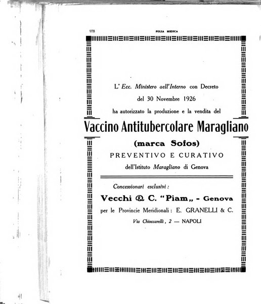 Folia medica periodico trimensile di patologia e clinica medica