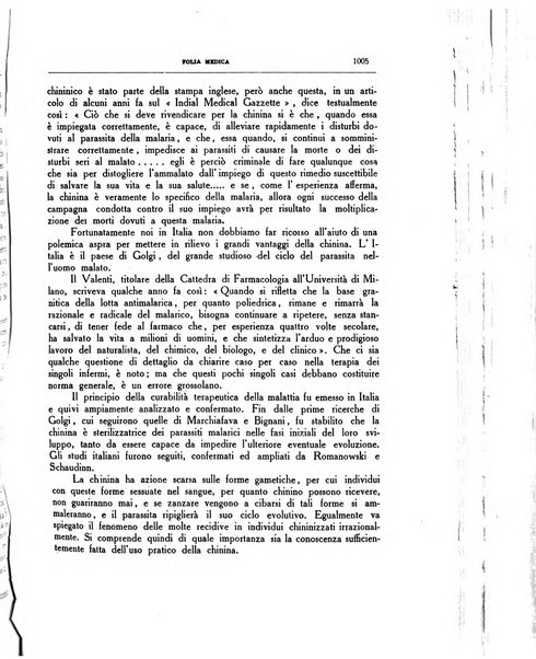 Folia medica periodico trimensile di patologia e clinica medica