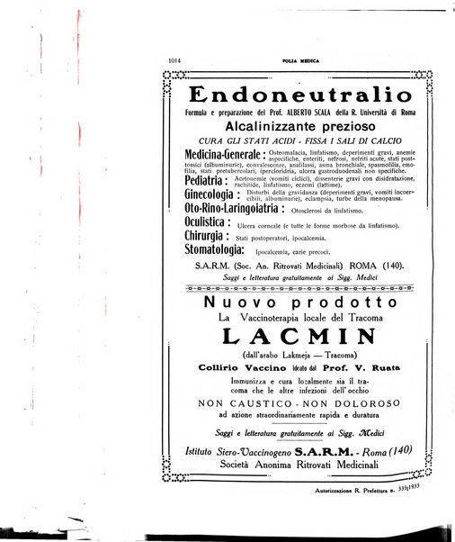 Folia medica periodico trimensile di patologia e clinica medica