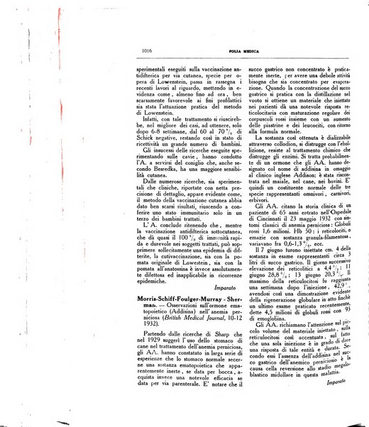 Folia medica periodico trimensile di patologia e clinica medica