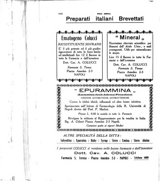 Folia medica periodico trimensile di patologia e clinica medica