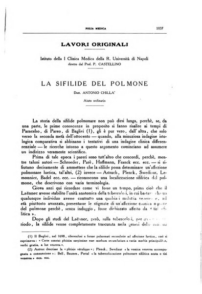 Folia medica periodico trimensile di patologia e clinica medica