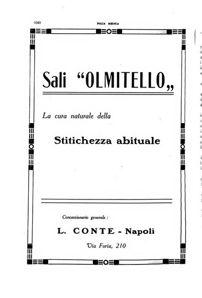 Folia medica periodico trimensile di patologia e clinica medica