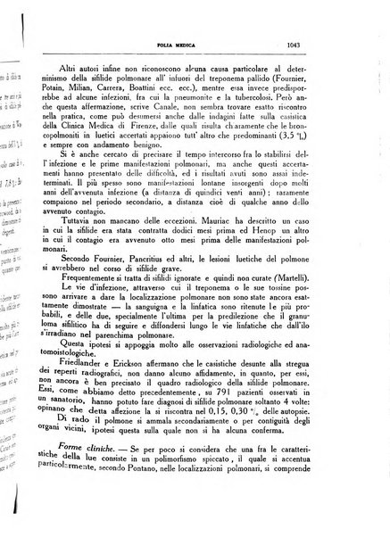 Folia medica periodico trimensile di patologia e clinica medica