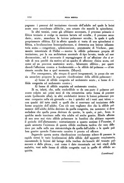 Folia medica periodico trimensile di patologia e clinica medica