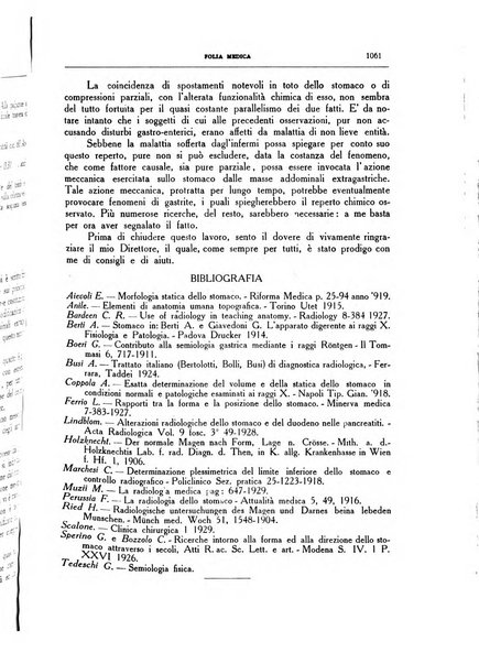 Folia medica periodico trimensile di patologia e clinica medica